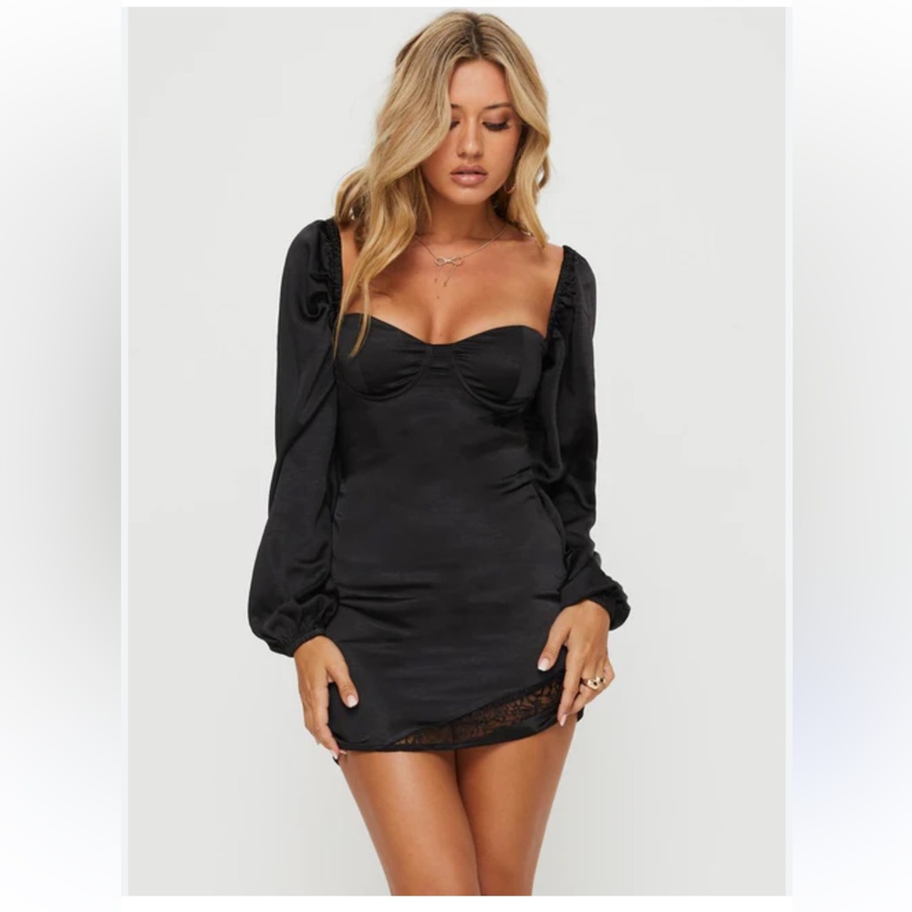 Princess Polly Black Long Sleeve Dress NWT